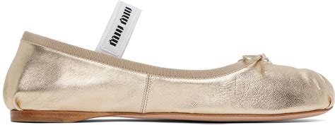 miu miu ballet flats gold|marie claire ballet flats.